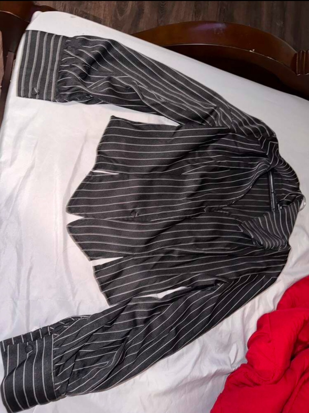 Black Pinstripe Cropped Blazer